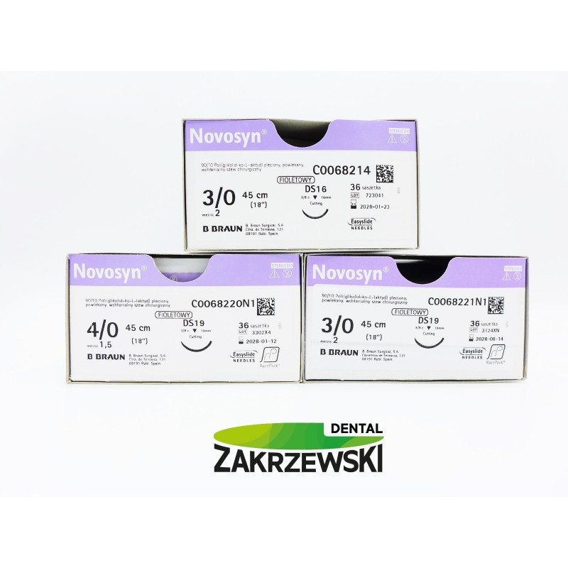 Нитка Chir. Novosyn 5/0 70 см. 3/8 колеса иглы 19 мм. Браун