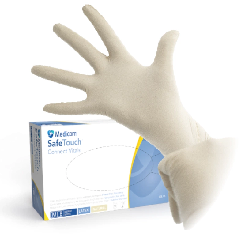 Перчатки из латекса SafeTouch Connect Vitals без порошка Natural