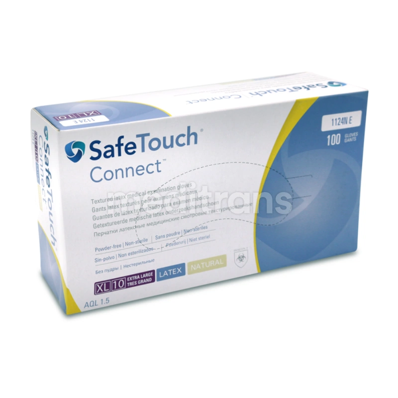 Перчатки из латекса SafeTouch Connect без порошка Natural