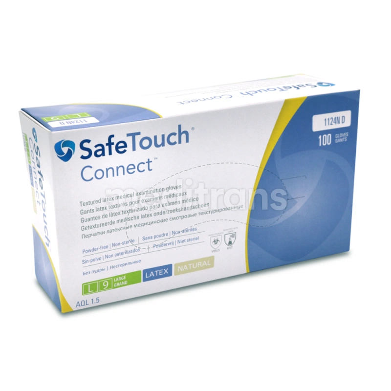 Перчатки из латекса SafeTouch Connect без порошка Natural