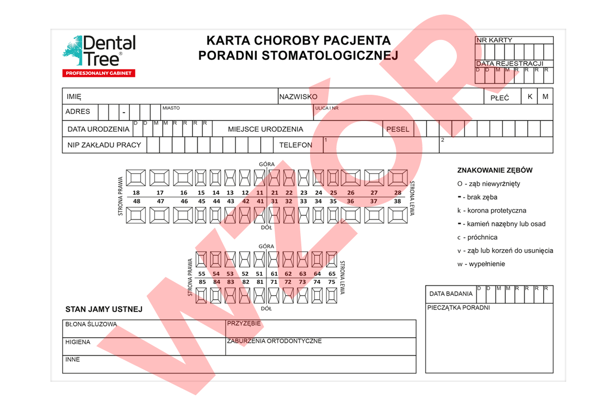 Карта стоматологического пациента 100 шт.