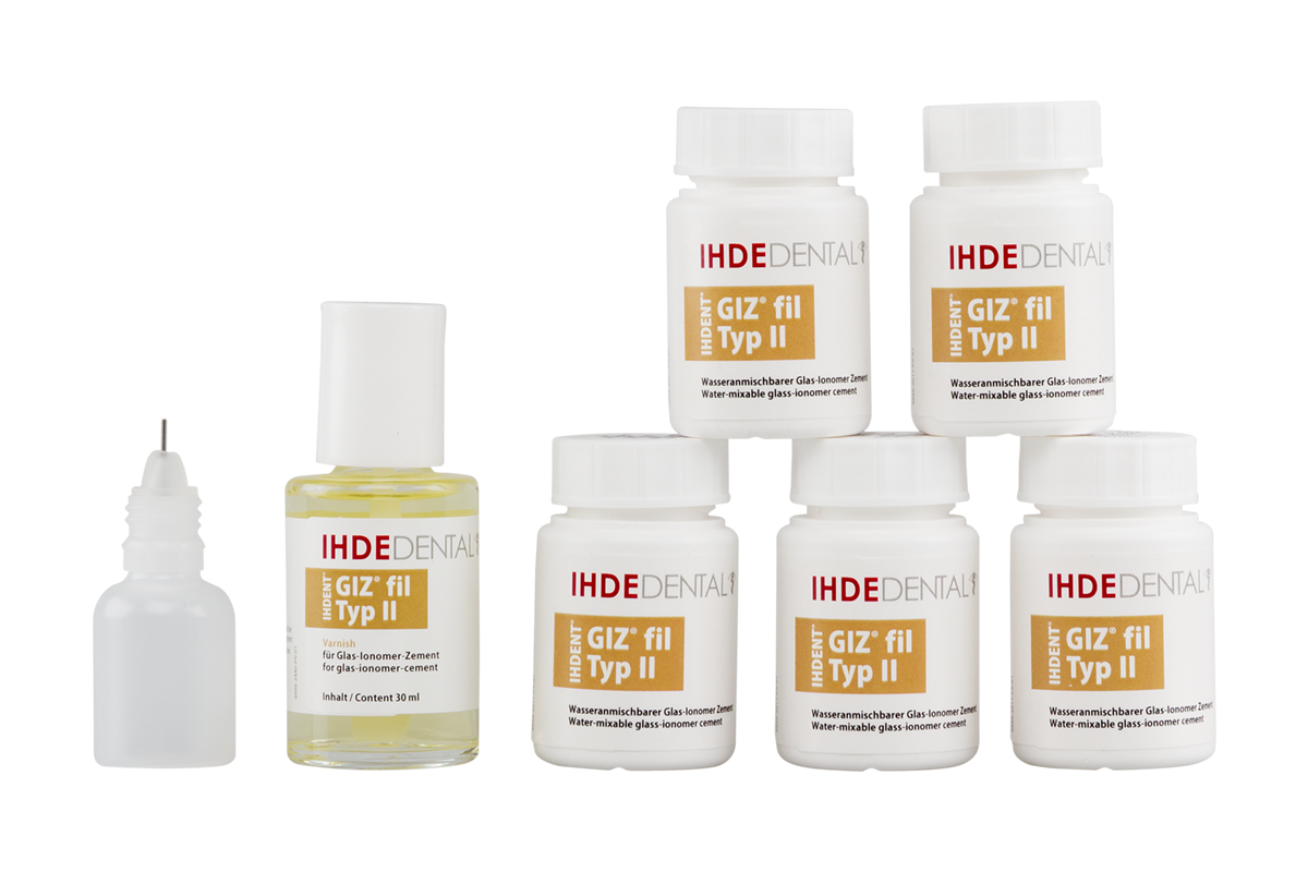 Набор стеклоиономера GIZ fil тип II 10 г × 5 + 30 мл жидкость Ihde Dental
