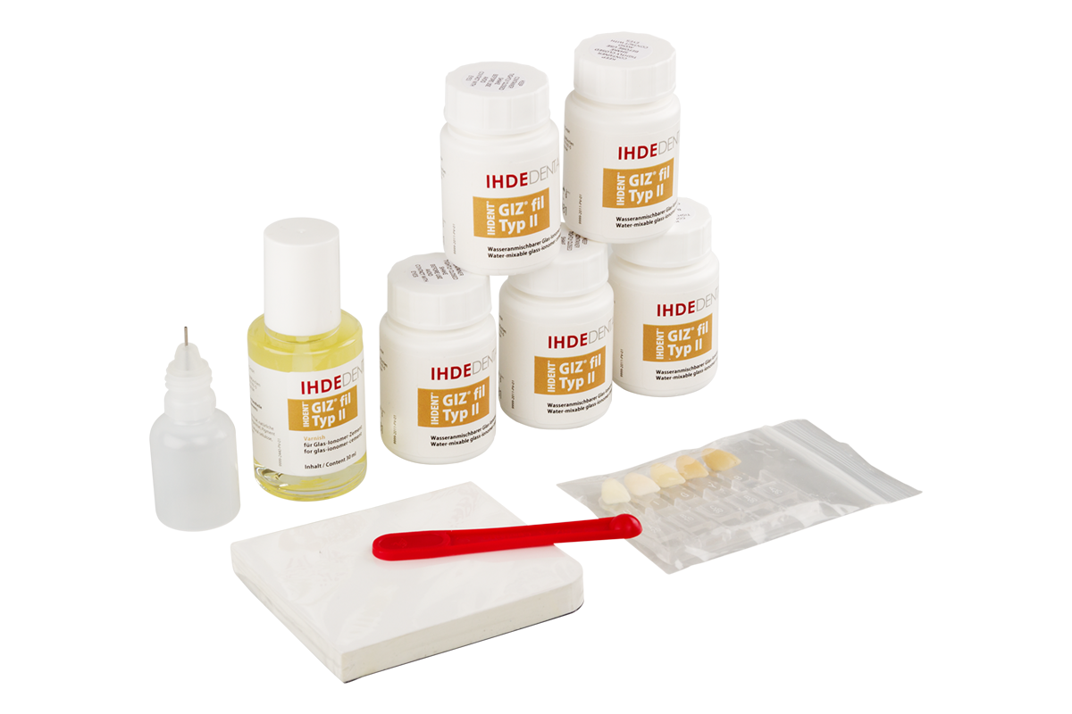 Набор стеклоиономера GIZ fil тип II 10 г × 5 + 30 мл жидкость Ihde Dental