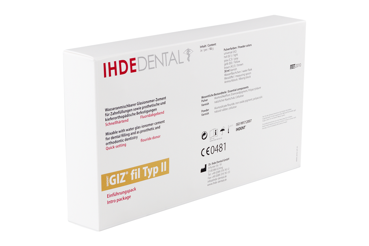 Набор стеклоиономера GIZ fil тип II 10 г × 5 + 30 мл жидкость Ihde Dental