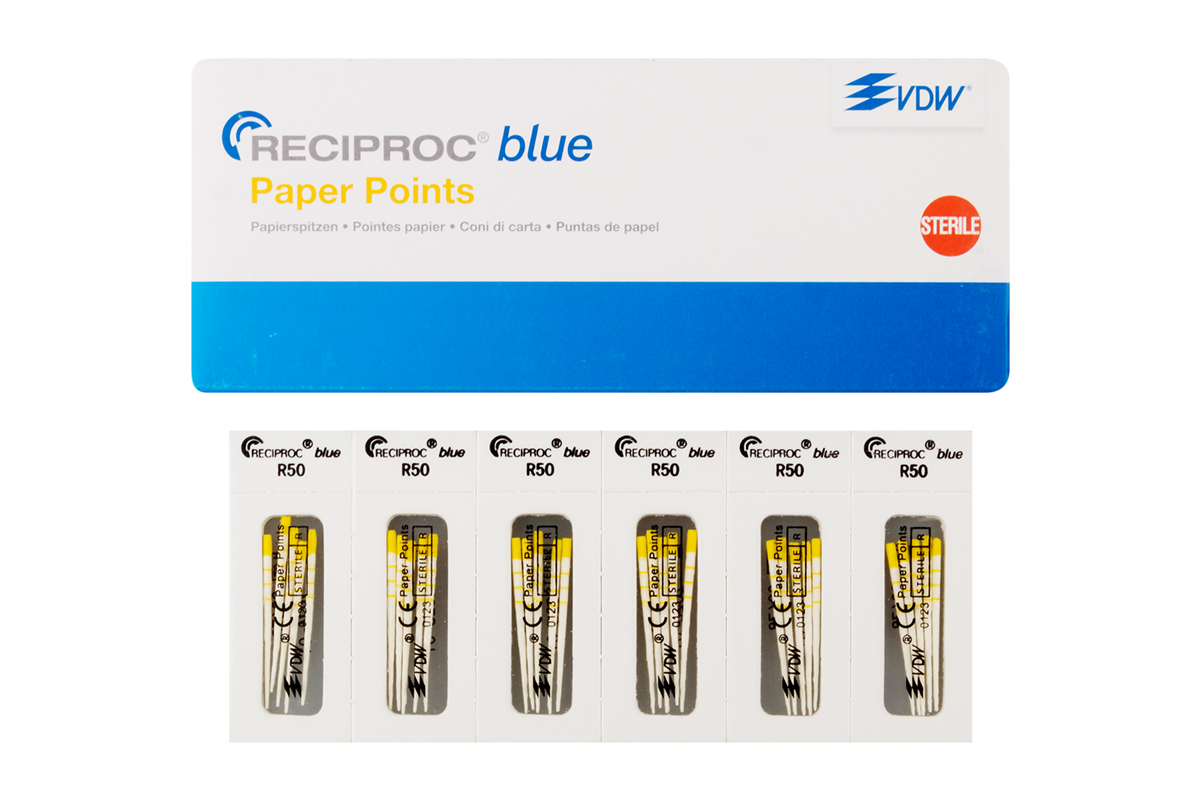 Бумажные штифты Reciproc Blue, 180 шт. VDW