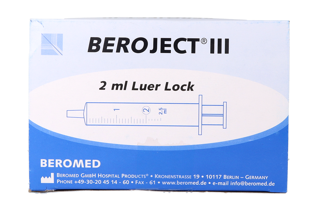 Стерильные шприцы Luer-Lock 2 мл, 100 шт.