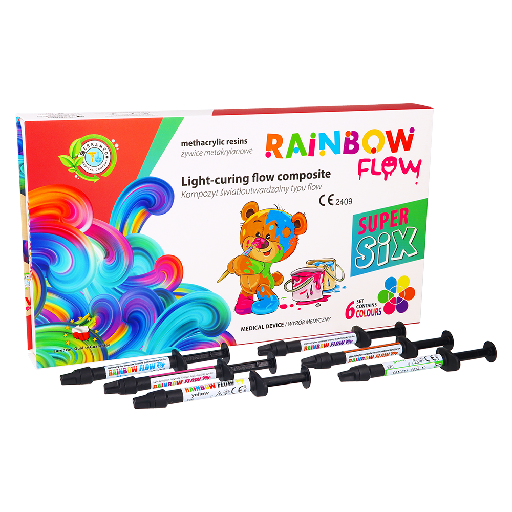 Набор цветных текучих композитов Rainbow Flow 1 г × 6 шт. Cerkamed
