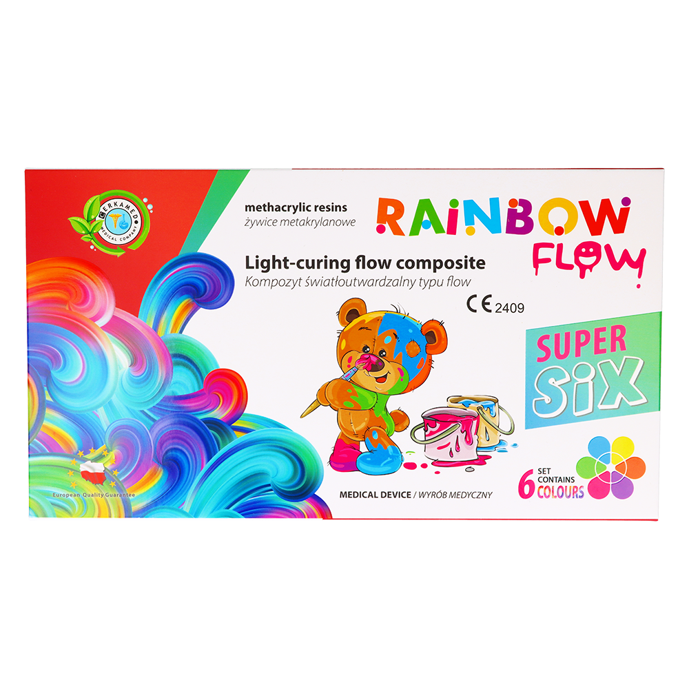 Набор цветных текучих композитов Rainbow Flow 1 г × 6 шт. Cerkamed