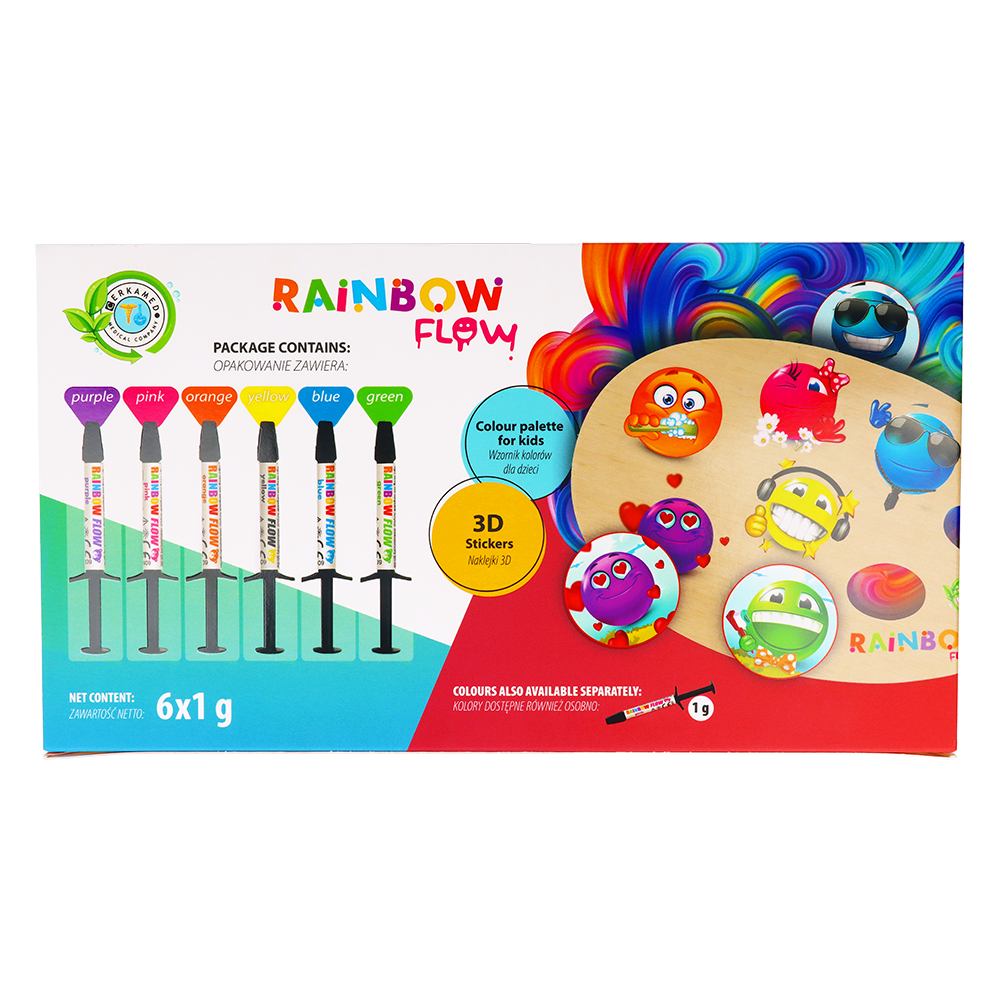 Набор цветных текучих композитов Rainbow Flow 1 г × 6 шт. Cerkamed