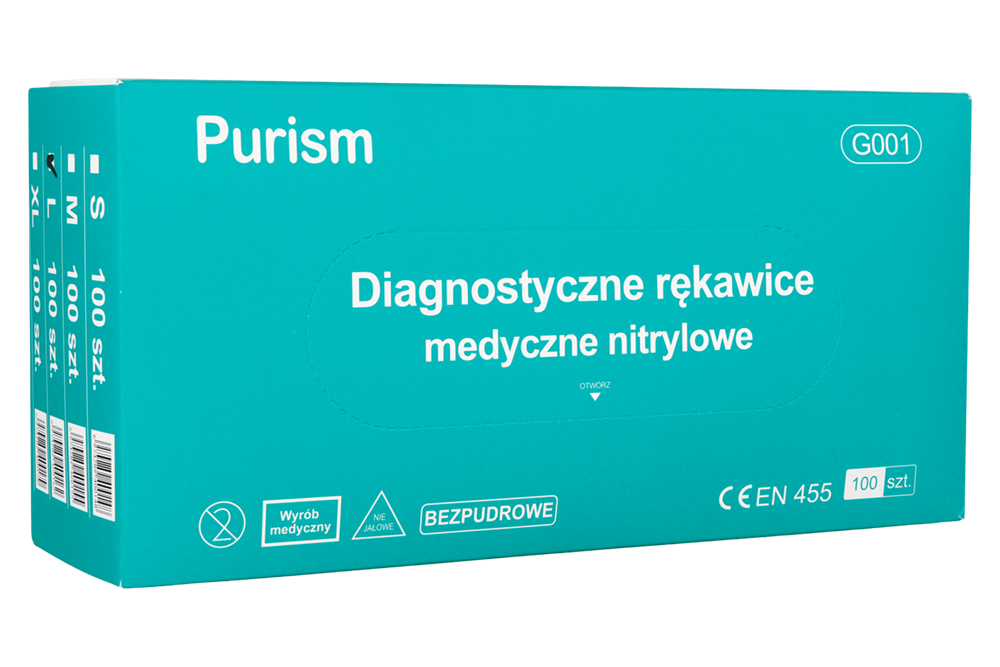 Нитриловые перчатки синие Purism 100 шт.