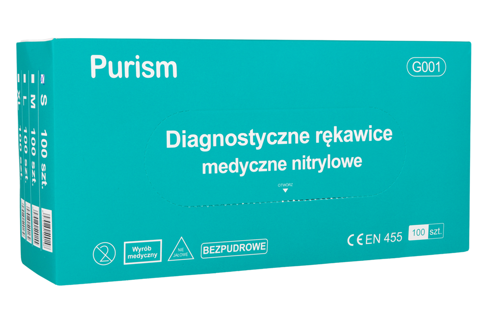 Нитриловые перчатки синие Purism 100 шт.