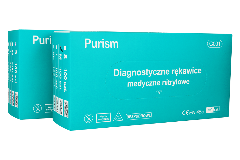 Нитриловые перчатки синие Purism 100 шт.
