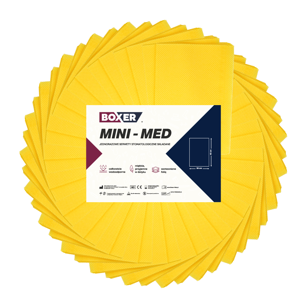 Жёлтые нарезанные сложенные салфетки Mini-Med, 400 шт. Boxer