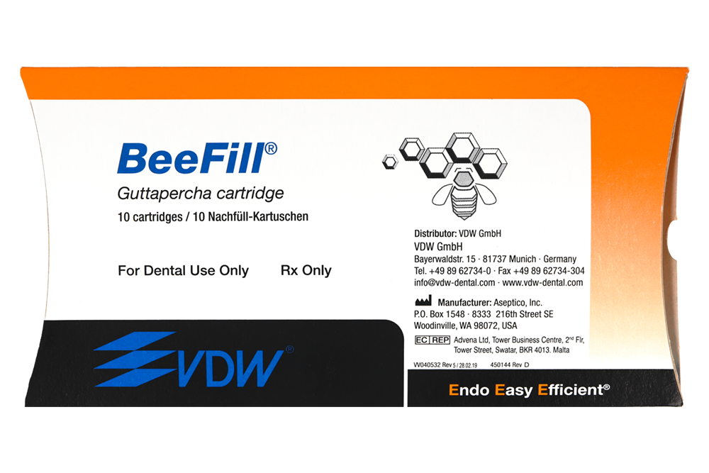 Гуттаперчевые картриджи BeeFill, 10 шт. VDW