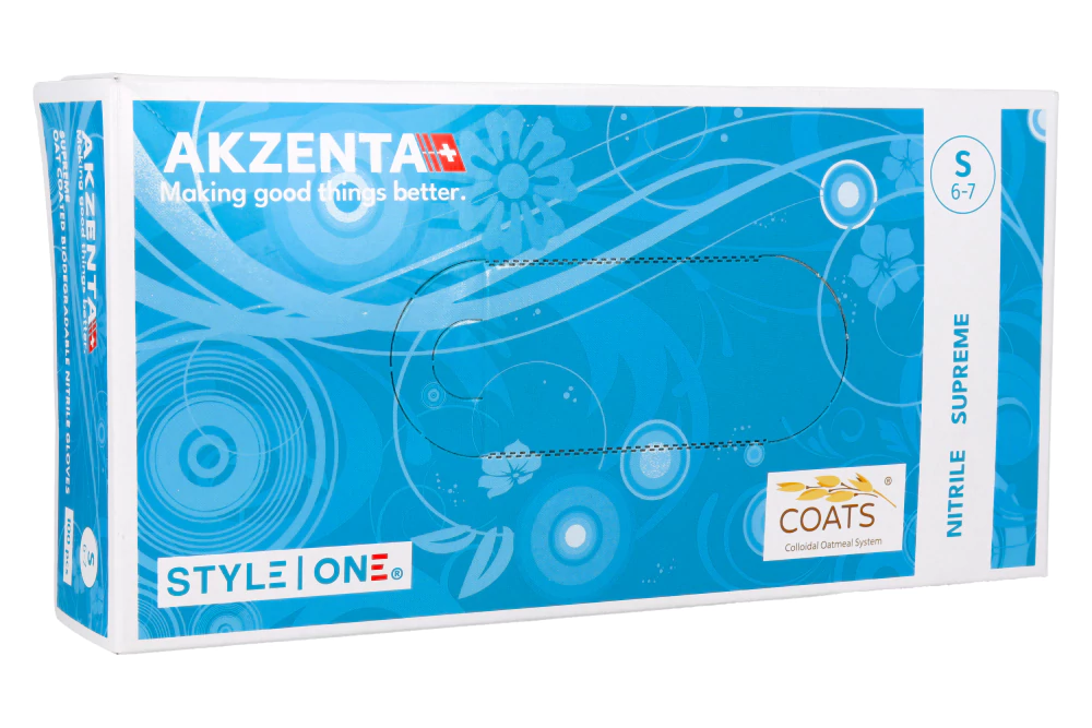Нитриловые перчатки с овсянкой Akzenta 100 шт.