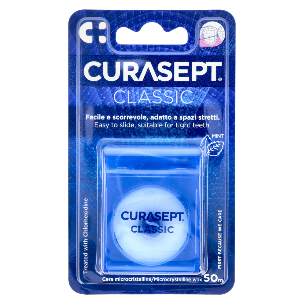 Классическая вощёная зубная нить 50 м Curasept