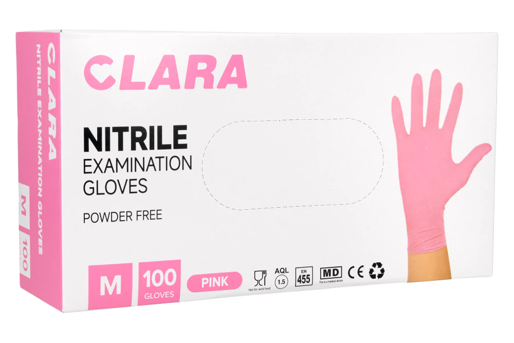 Нитриловые перчатки розовые Clara, 100 шт.