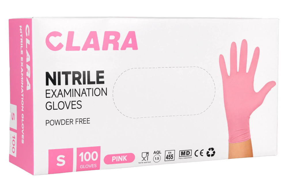 Нитриловые перчатки розовые Clara, 100 шт.