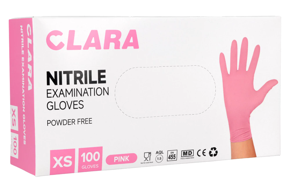 Нитриловые перчатки розовые Clara, 100 шт.