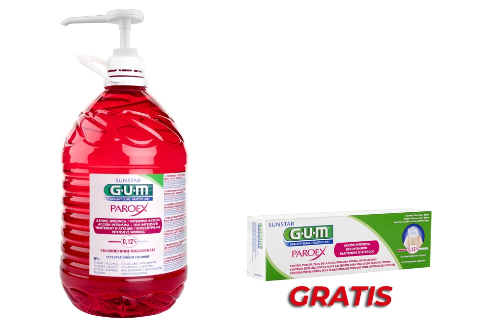 Ополаскиватель Paroex GUM 0,12% 5 л с помпой + паста-гель 75 мл в подарок