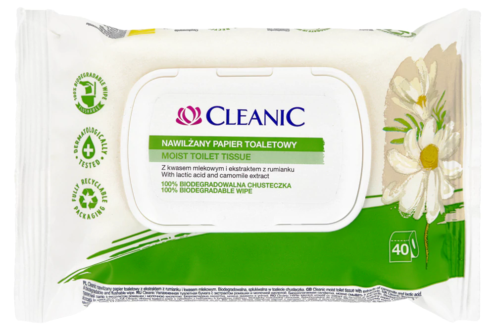 Влажная туалетная бумага 40 шт. Cleanic