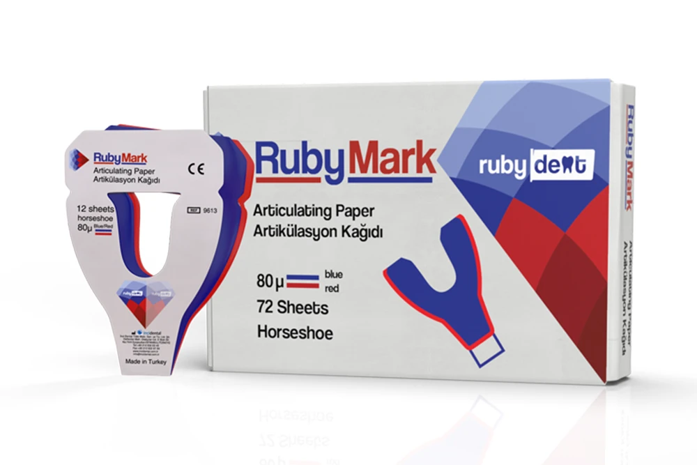 Артикуляционная бумага RubyMark 80 мкм подковообразная, 72 шт. RubyDent