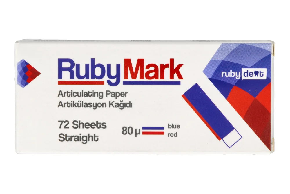 Артикуляционная бумага RubyMark 80 мкм прямая, 72 шт. RubyDent