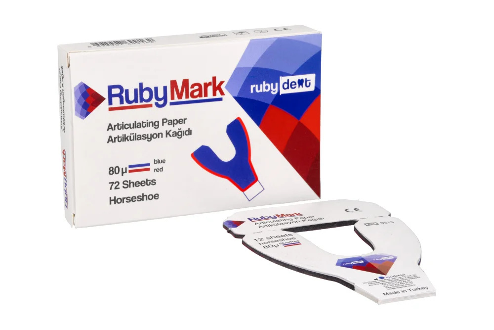 Артикуляционная бумага RubyMark 80 мкм подковообразная, 72 шт. RubyDent