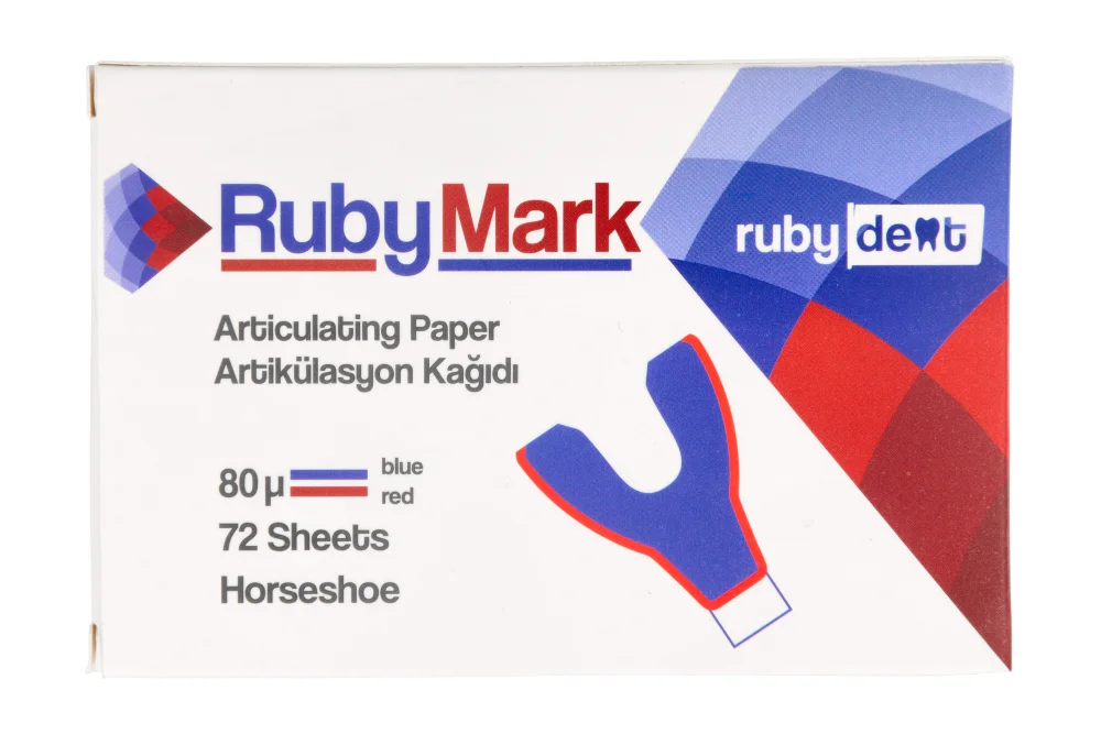 Артикуляционная бумага RubyMark 80 мкм подковообразная, 72 шт. RubyDent