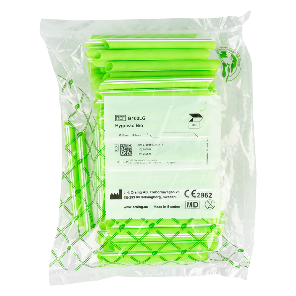 Биоразлагаемые слюноотсосы Hygovac Bio 100 шт. J.H. Orsing