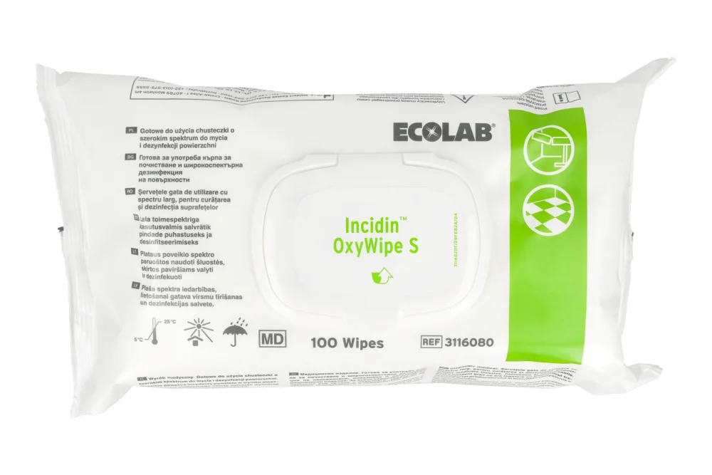 Безспиртовые салфетки Incidin OxyWipe S 100 шт. Ecolab