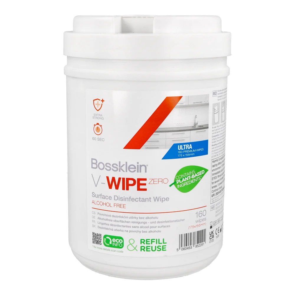 Безалкогольные салфетки Bossklein V-Wipe Zero в контейнере 160 шт.