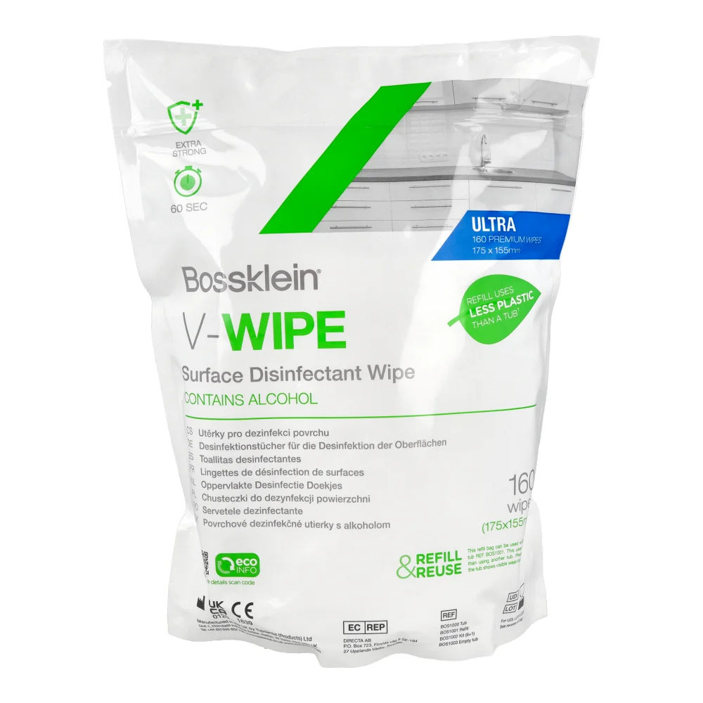 Спиртовые салфетки Bossklein V-Wipe вкладыш 160 шт.