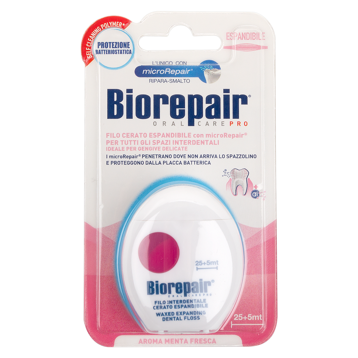Вощёная расширяющаяся нить Biorepair (розовая)