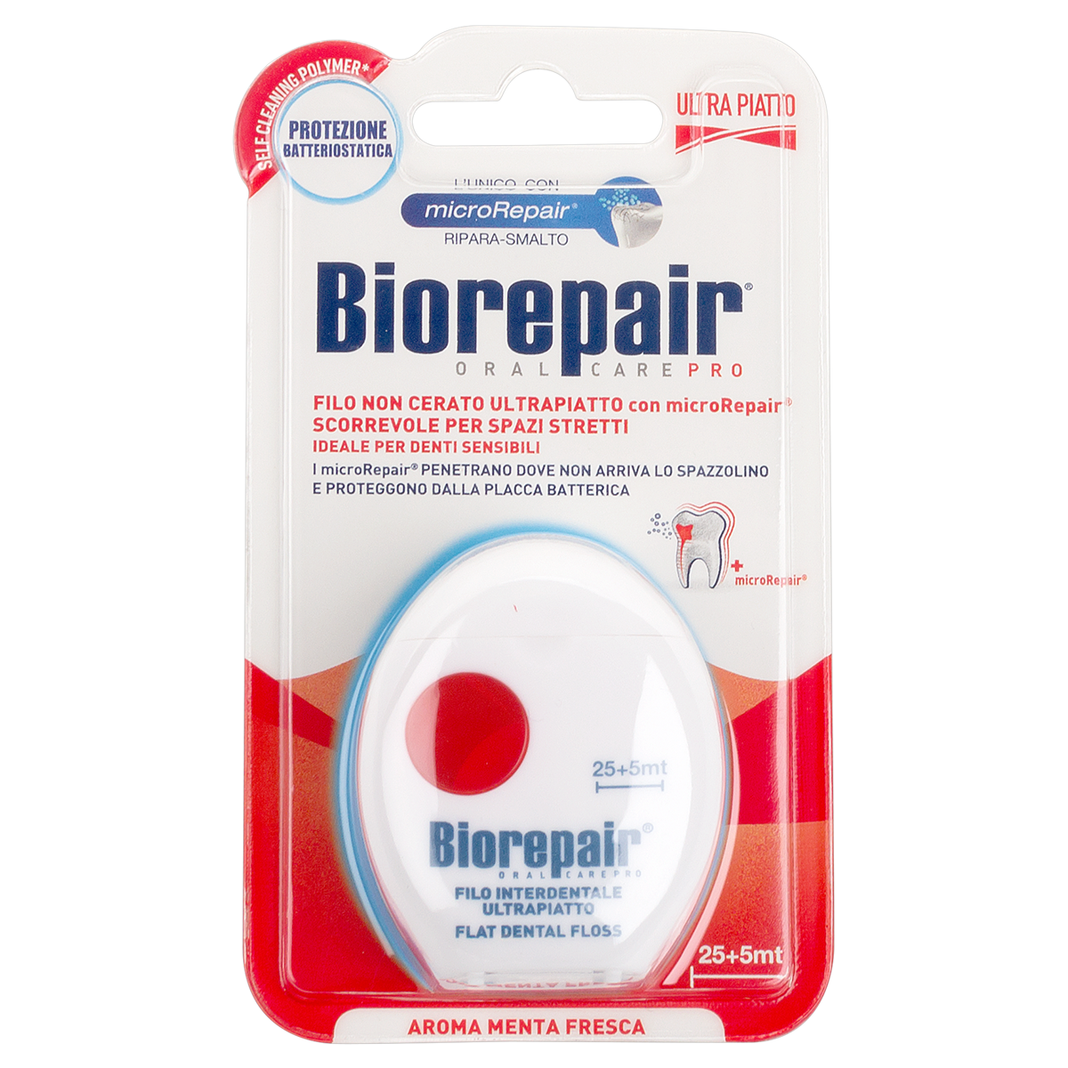 Ультратонкая зубная нить Biorepair красная